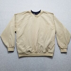 Antigua Golf Sweater Mens Large‎ Beige Pockets Pullover